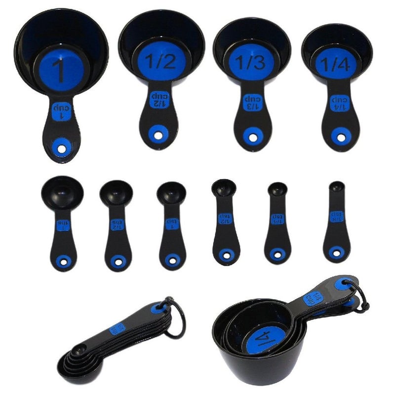 Chef Craft Set of 10 Piece Measuring Spoons and Measuring Cups (White & Blue) - Image 3